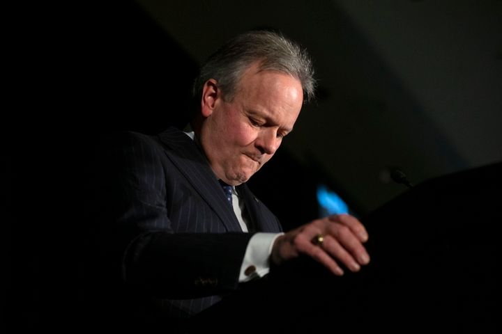 Bank of Canada governor Stephen Poloz pauses while speaking in Toronto, Thurs. March 5, 2020.