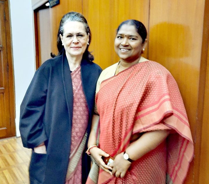 Seethakka with Sonia Gandhi