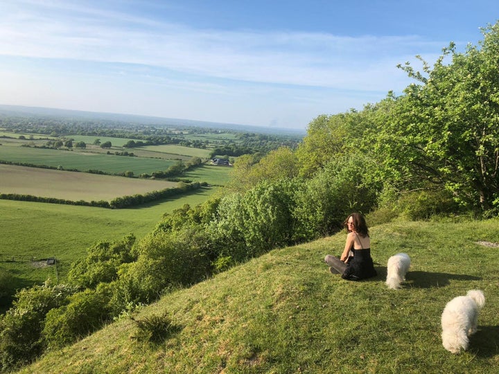 Anna Gekoski with her dogs Mavis and Bernie near her home in Brighton