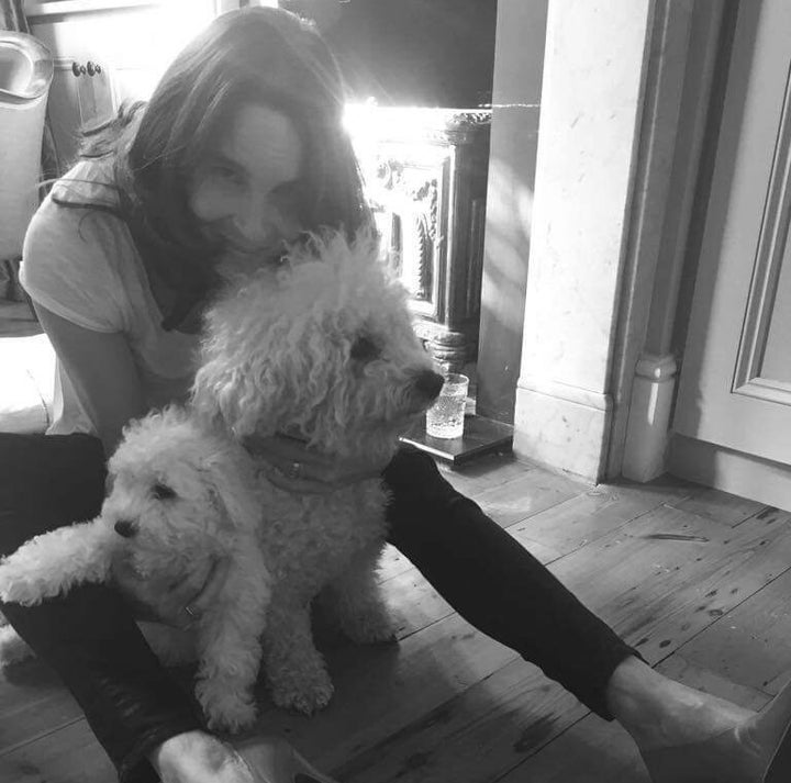 Anna Gekoski with her two dogs, Mavis (right) and his daughter Bernie (left).