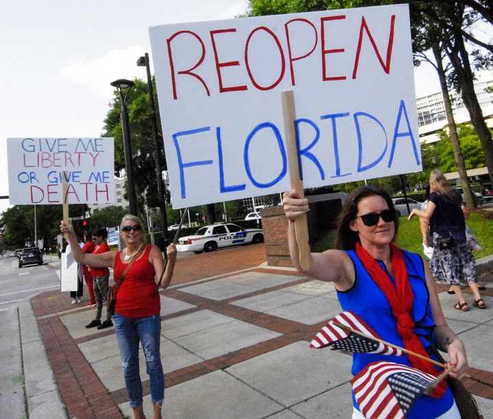 An anti-lockdown protest in Florida.