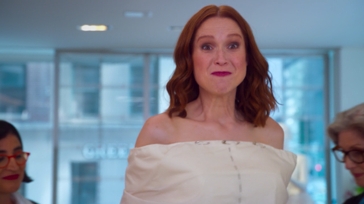 Ellie Kemper in the opening scene of "Unbreakable Kimmy Schmidt: Kimmy vs. The Reverend"