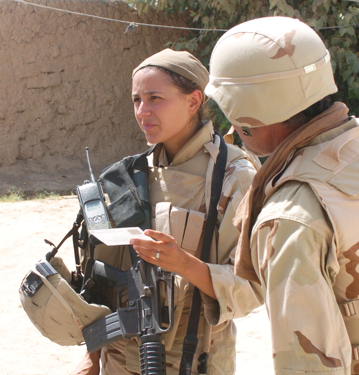 Duffy working as an Army intelligence collector in Iraq in 2005.