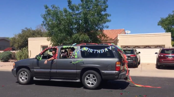 A friend in the birthday parade.