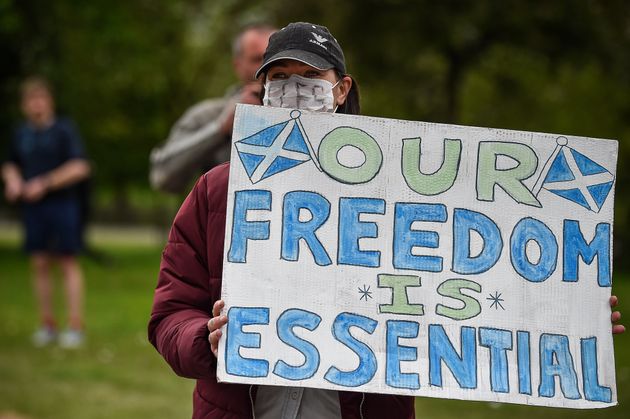 Members of the public gather at Glasgow Green.