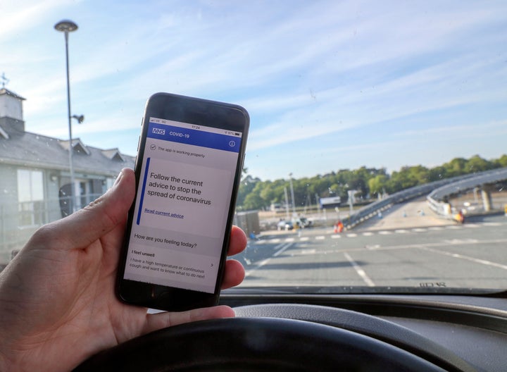 A person on the NHS coronavirus contact tracing app being trialled on the Isle of Wight