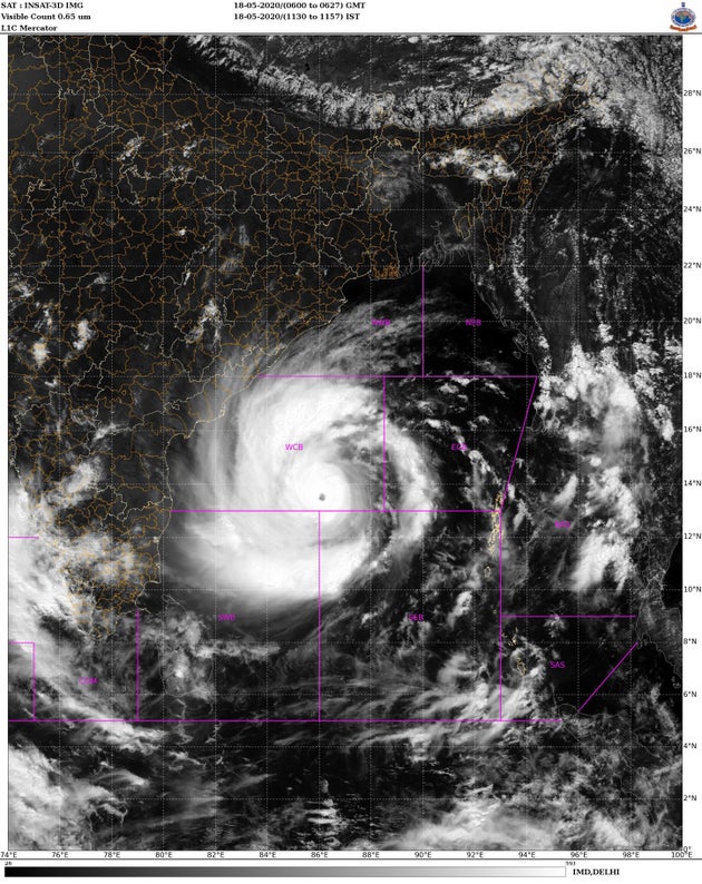 Cyclone Amphan at11.30 to 11.57 am IST on May 18,