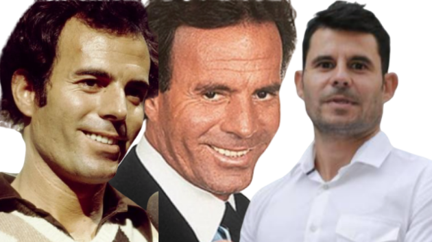 De izquierda a derecha, Julio Iglesias en sus inicios, Julio Iglesias actualmente y Javier Sánchez.