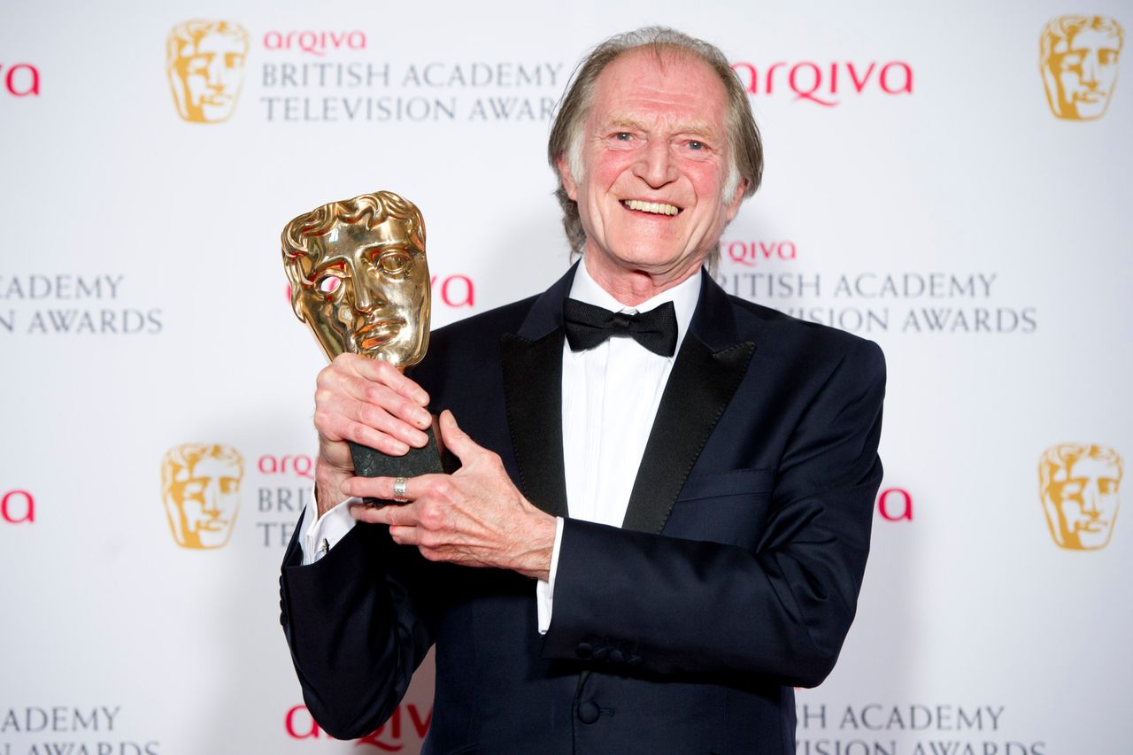 David Bradley, seen here winning Best Supporting Actor at the TV Baftas for Broadchurch, has filmed new acting work from home under isolation