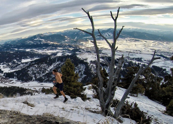 The author running up the "M" trail near Bozeman, Montana.