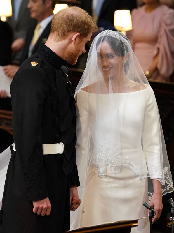 Harry and Meghan stand together during their nuptials.&nbsp;&nbsp;