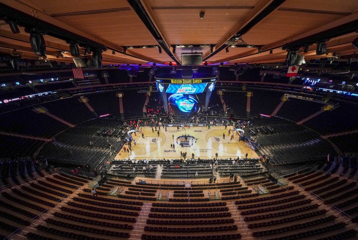 An overall view of a near-empty Madison Square Garden during a quarterfinal game between the St. John's Red Storm and the Cre