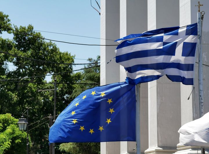 Greece and European Union Flag