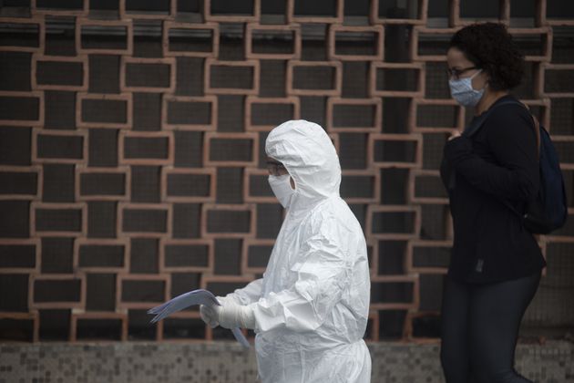 People wearing protective suit in a hospital in Rio de Janeiro, Brazil on May 14,