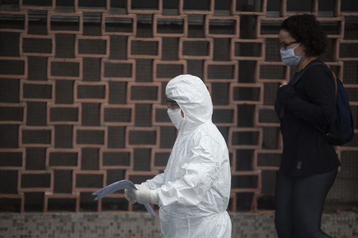 People wearing protective suit in a hospital in Rio de Janeiro, Brazil on May 14, 2020.