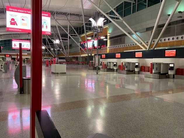 An empty Sydney airport.