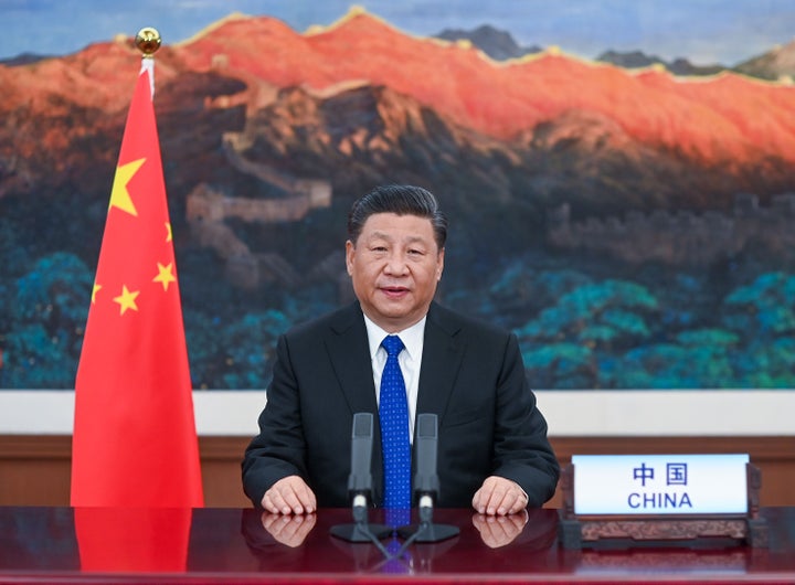 Chinese President Xi Jinping delivers a speech at the opening of the 73rd World Health Assembly via video link in Beijing, May 18, 2020.