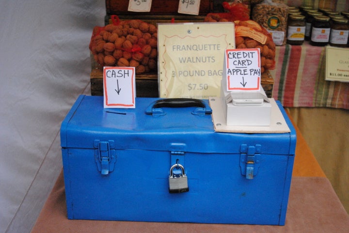 The Ferry Plaza Farmers Market in San Francisco has self-pay stations like this one.