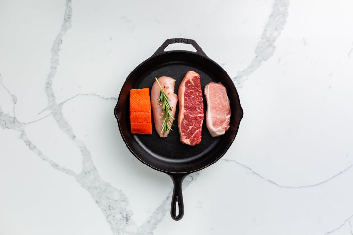 A selection of meats from the Crowd Cow subscription box.