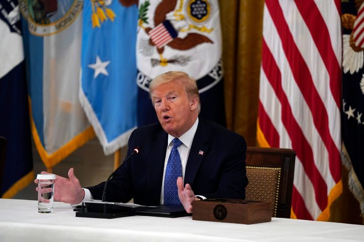 President Donald Trump speaks during a cabinet meeting in the East Room of the White House on May 19, 2020.