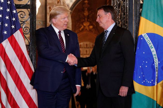 Donald Trump e Jair Bolsonaro se encontram na Flórida em março deste ano.