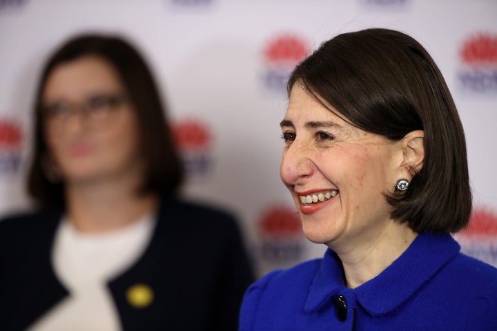 New South Wales NSW Premier Gladys Berejiklian talks to the media at a press conference. (Photo by Mark Kolbe/Getty Images)