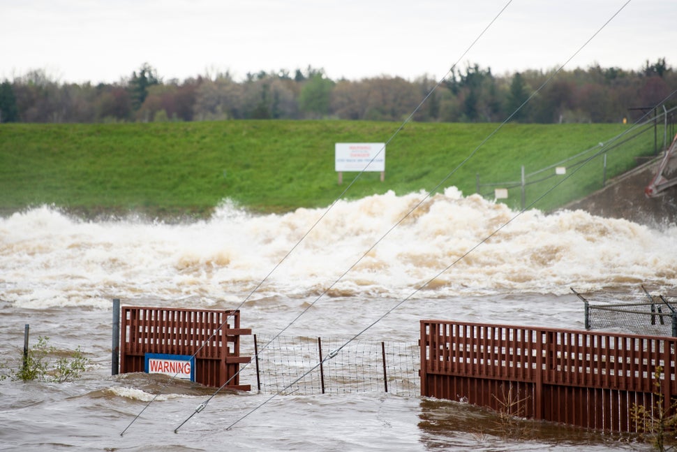 A view of the flooded area near the Sanford Dam on Tuesday, May 19, 2020. Residents were told to evacuate due to the dams on