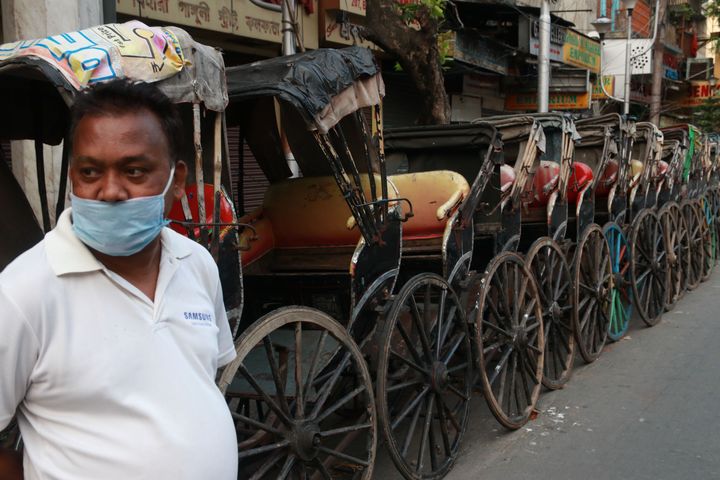 A man wearing a protective mask during a nationwide lockdown to curb the spread of new coronavirus in Kolkata,India on May 15,2020. 