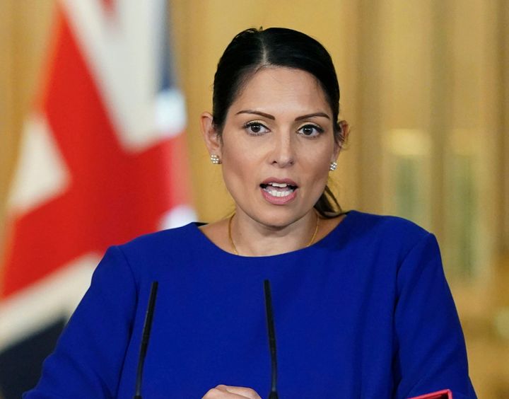 Home secretary Priti Patel during a coronavirus briefing in Downing Street.