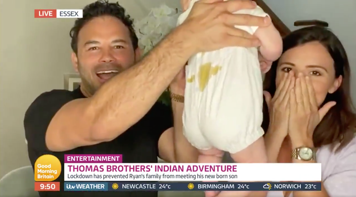 Ryan Thomas and Lucy Mecklenburgh with son Roman on Good Morning Britain