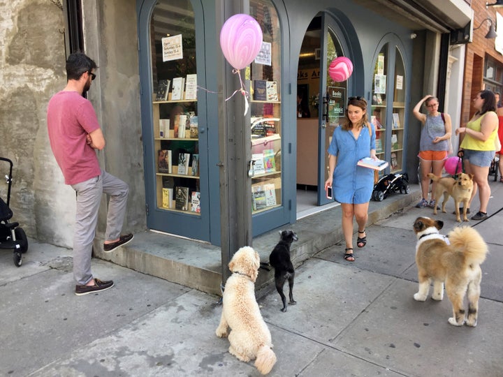 A bustling Books Are Magic on its opening day in April 2017. Three years later, the store would be closed for browsing due to the pandemic.