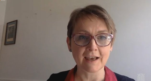 Yvette Cooper during a remote meeting of the home affairs committee on preparedness for