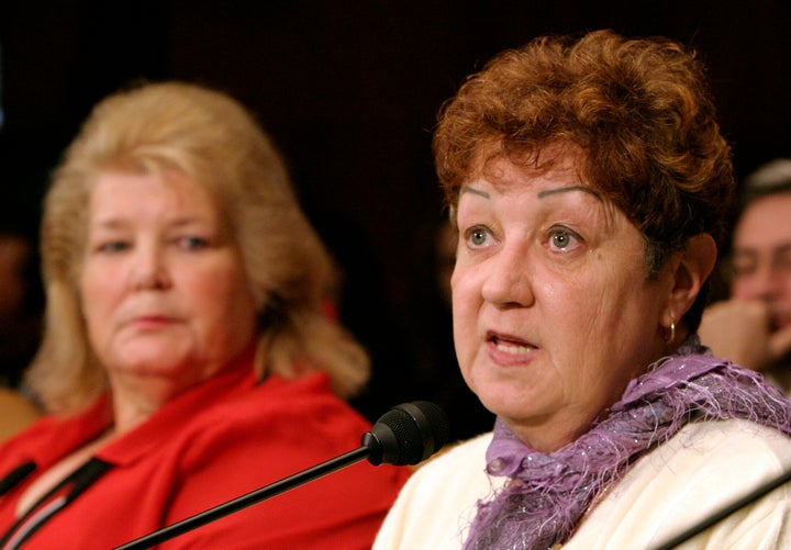 Norma McCorvey testifies before the Senate Judiciary Committee with Sandra Cano of Atlanta on June 23, 2005. Both women went on the record saying they never had abortions and were seeking to overturn their cases that made abortion legal.