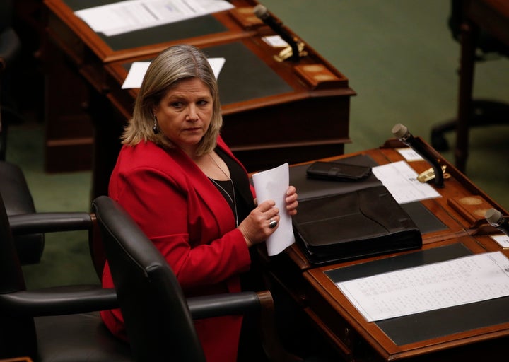 Ontario NDP Leader Andrea Horwath sits in the Ontario legislature in Toronto on May 19, 2020. 