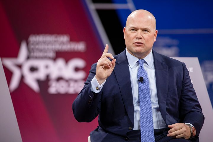 Matthew Whitaker, former acting U.S. attorney general, speaks during the Conservative Political Action Conference 2020 on Feb. 28, 2020. 
