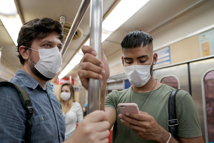 Officials recommend wearing a face mask when you can't practise physical distancing, such as on public transit.