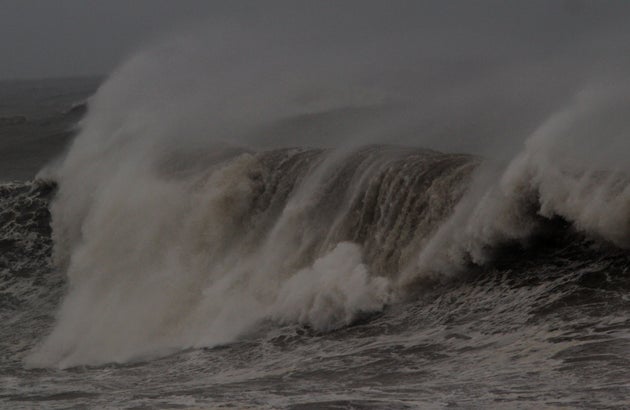 A view of high waves at Dhamra area of Bhadrak district in Odisha on May 20,