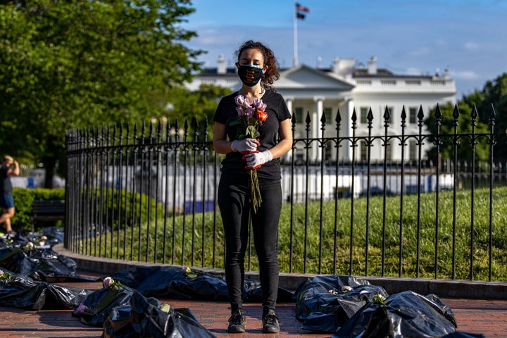 The protest on May 20 was part of a nationwide "Day of Mourning" organized by a coalition of progressive groups. More demonstrations are scheduled to take place throughout the week.