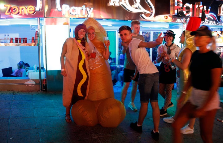 Holidaymakers on the Punta Ballena strip in Magaluf, Spain