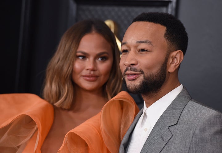 Teigen and Legend arrive at the 62nd annual Grammy Awards at the Staples Center on Jan. 26 in Los Angeles. 