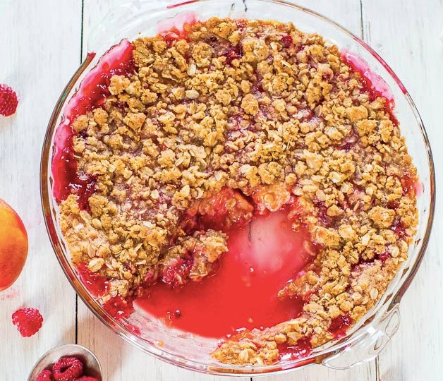 Get the Peach Raspberry Crisp recipe from Averie Cooks