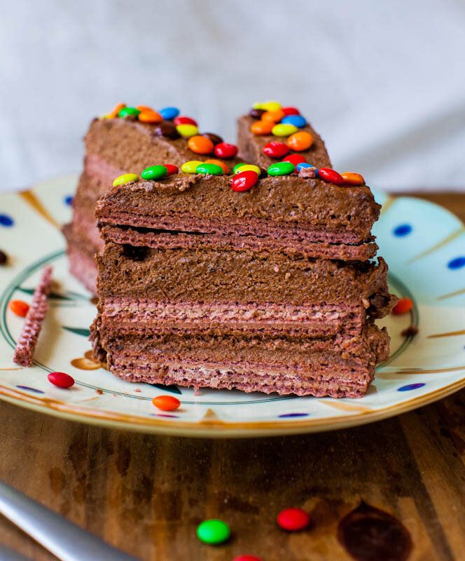 Get the Frozen Chocolate Pudding and Wafer Cake recipe from Averie Cooks