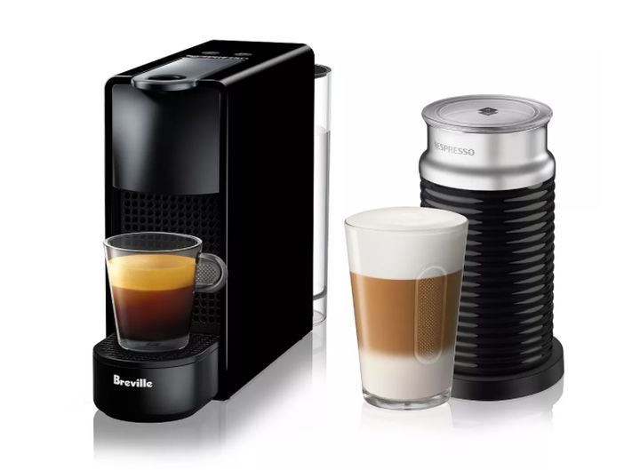 This coffee maker comes with an Aeronccino that’ll froth hot and cold milk, too.