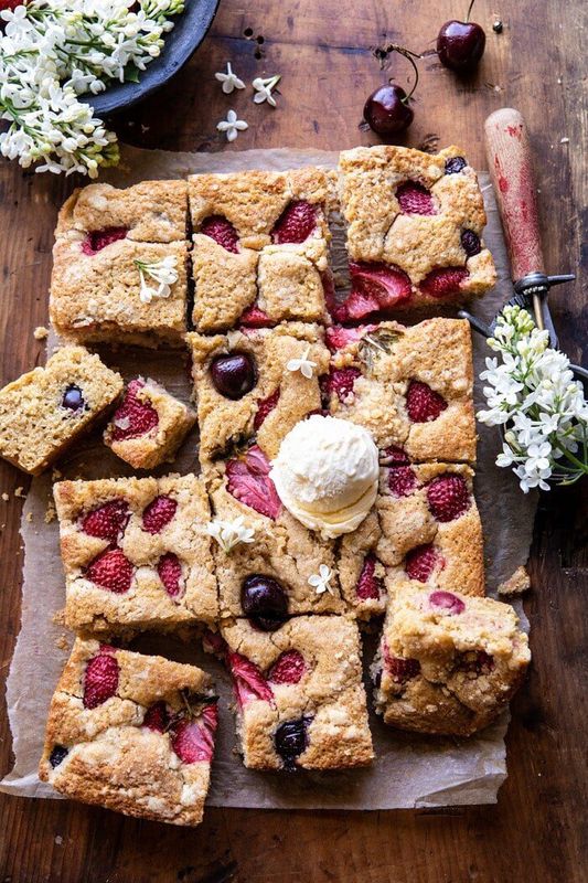 Get the Cherry Strawberry Streusel Cake recipe from Half Baked Harvest