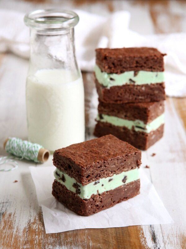 Get the Mint Chocolate Chip Brownie Bars recipe from Completely Delicious