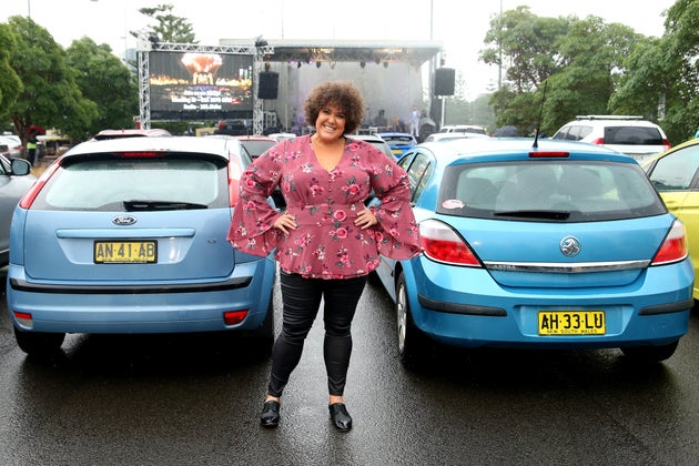 SYDNEY, AUSTRALIA - MAY 21: Casey Donovan poses during a media call to showcase how a drive-in live entertainment venue will operate ahead of its opening in July in the suburb of Tempe on May 21, 2020 in Sydney, Australia. From July visitors will be able to drive to the venue and enjoy music and performances from the safety of their vehicles as restrictions on group sizes continues due to the COVID-19 pandemic. (Photo by Don Arnold/WireImage)