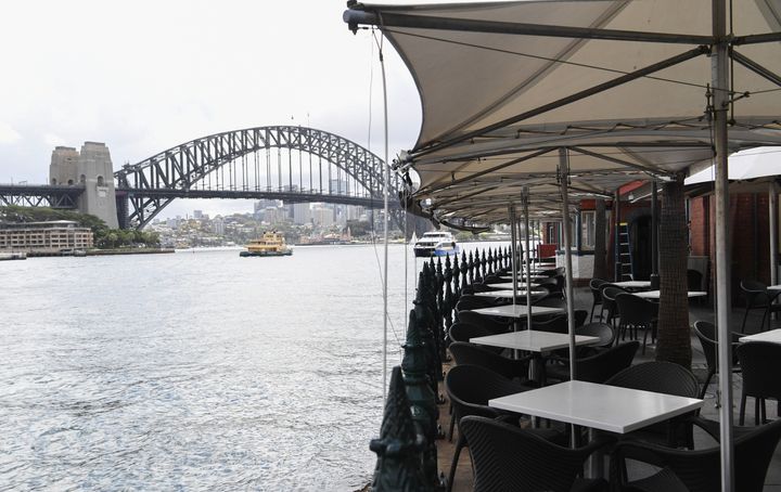 Restaurants and cafes shut down in Circular Quay on March 23, 2020 in Sydney, Australia. F(Photo by James D. Morgan/Getty Images)