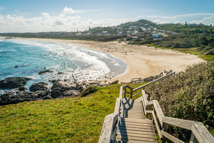 Lighthouse beach seen from the lighthouse in Port Macquarie in the summer