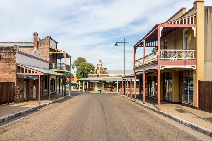 Gulgong, Australia - January 3, 2012: Heritage streetscape of Gulgong, a 19th-century gold rush town in the Mudgee wine region of NSW, Australia