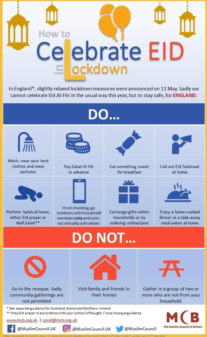 Eid in lockdown guidance for England from the Muslim Council of Britain